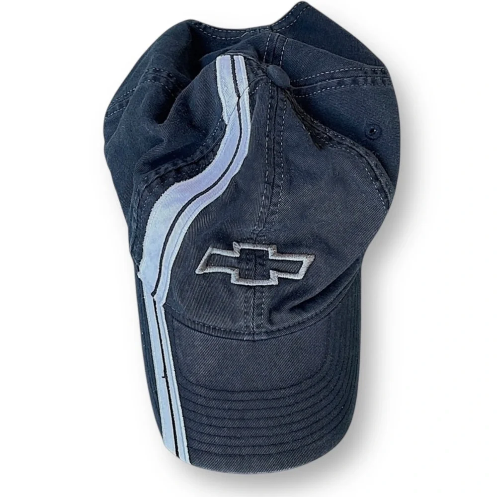 Chevrolet Black and Gray Embroidered Logo Racing Stripe Baseball Cap